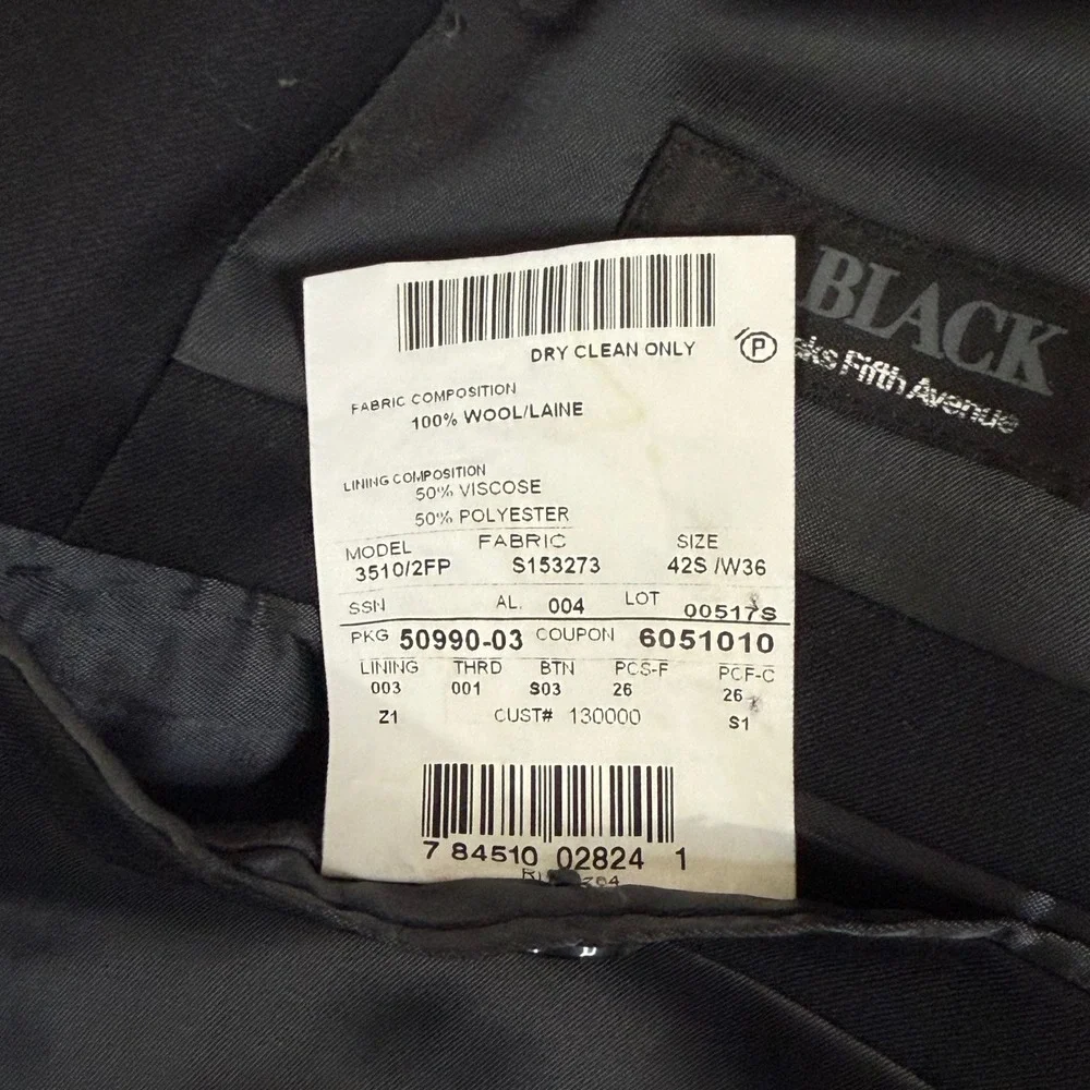 Saks Fifth Avenue BLACK Ermenegildo Zegna Wool Blazer Mens 42S Black‎ Sport Coat